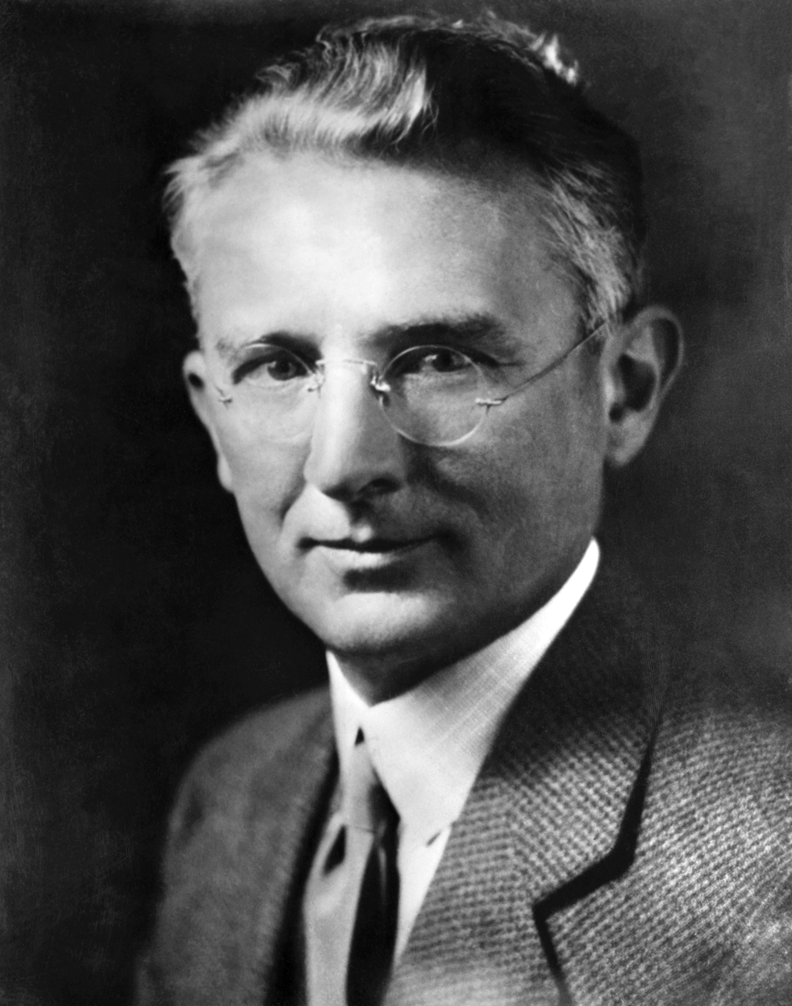 Dale Carnegie, author of &quot;How to Win Friends and Influence People.&quot; Head and shoulders portrait.