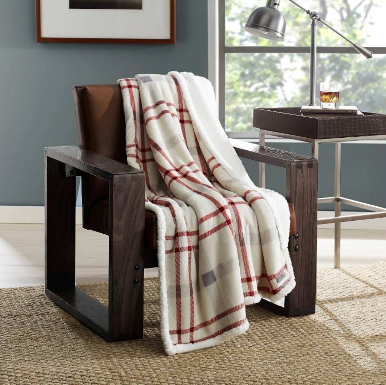The throw draped over a chair