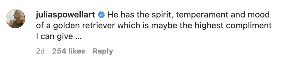 the comment comparing him to a golden retriever