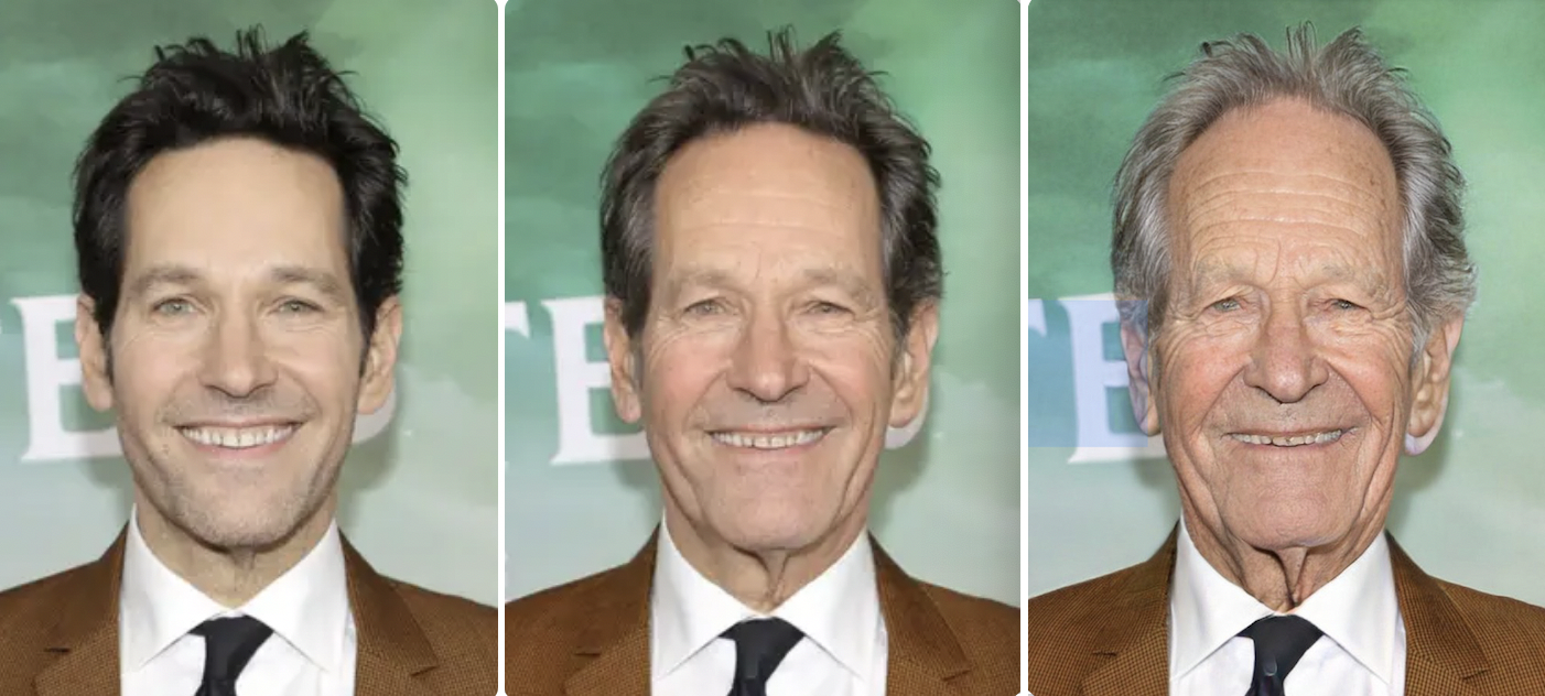 Paul Rudd today, as an old man, and in his 90s