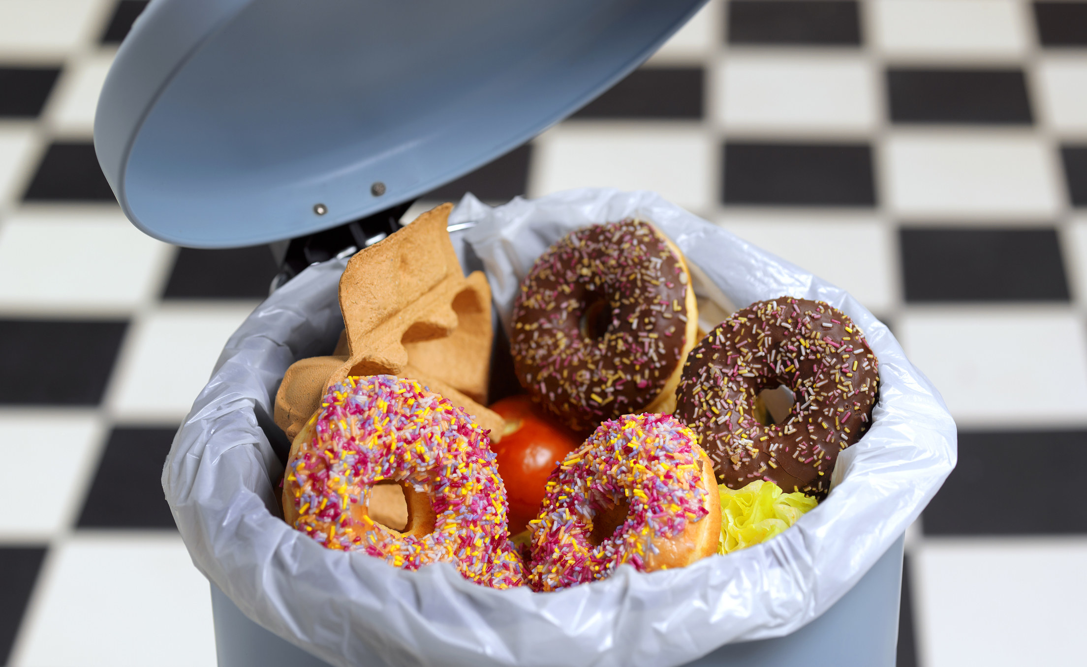 Donuts in the trash can