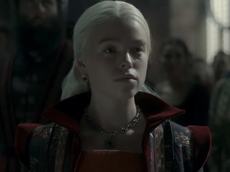 Close-up of Rhaenyra standing in the crowd