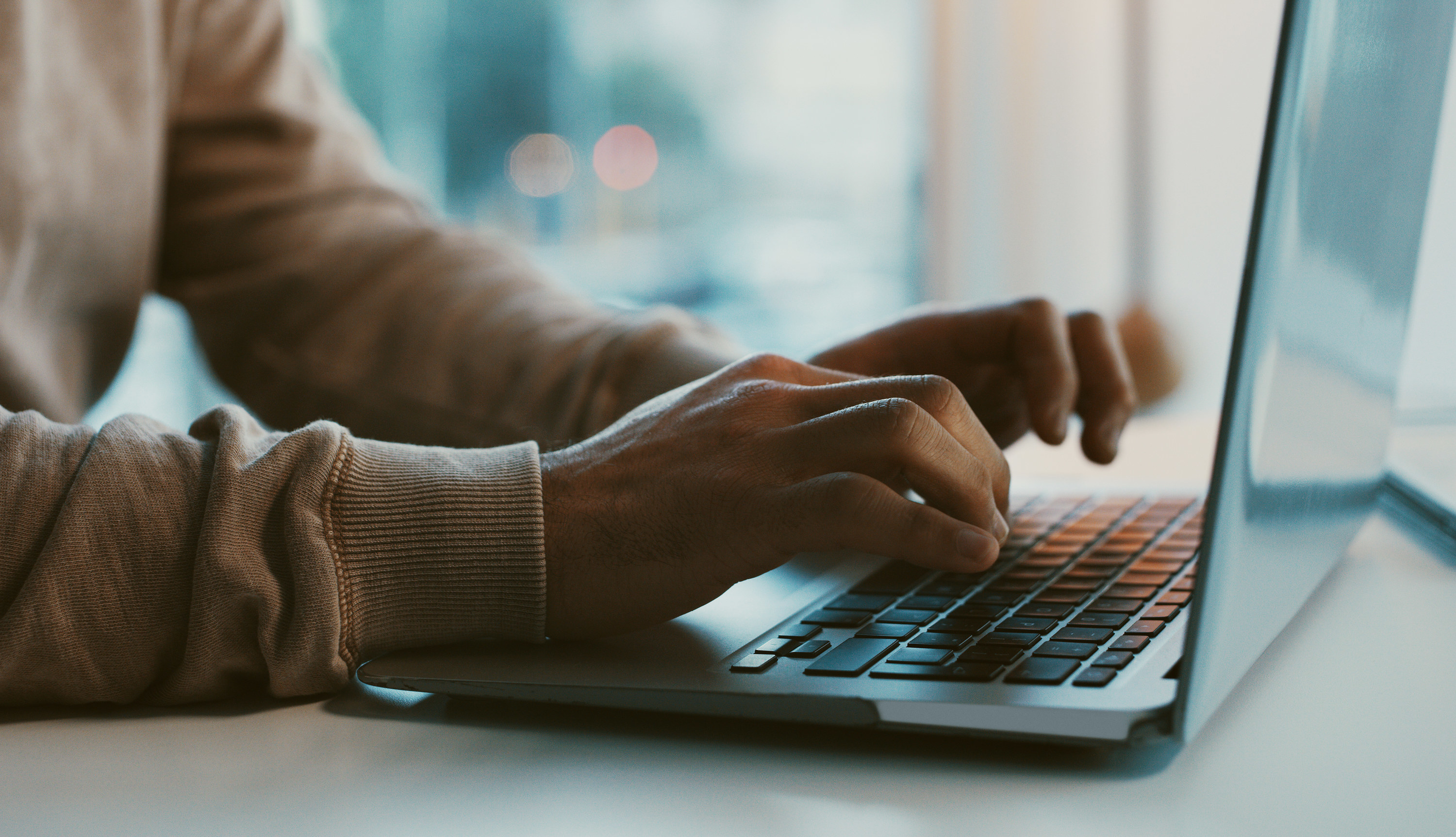 Person on the computer doing research