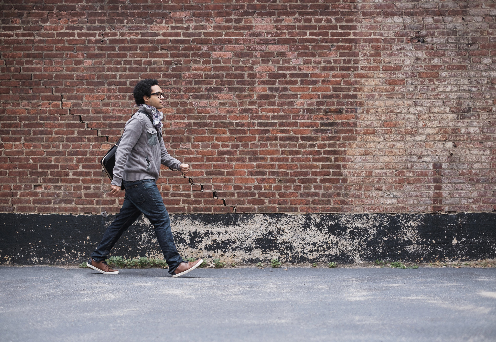 Young person walking down the street