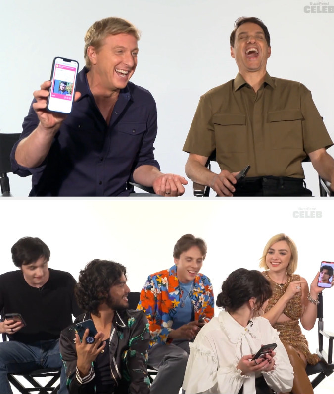 The cast laughing at their results