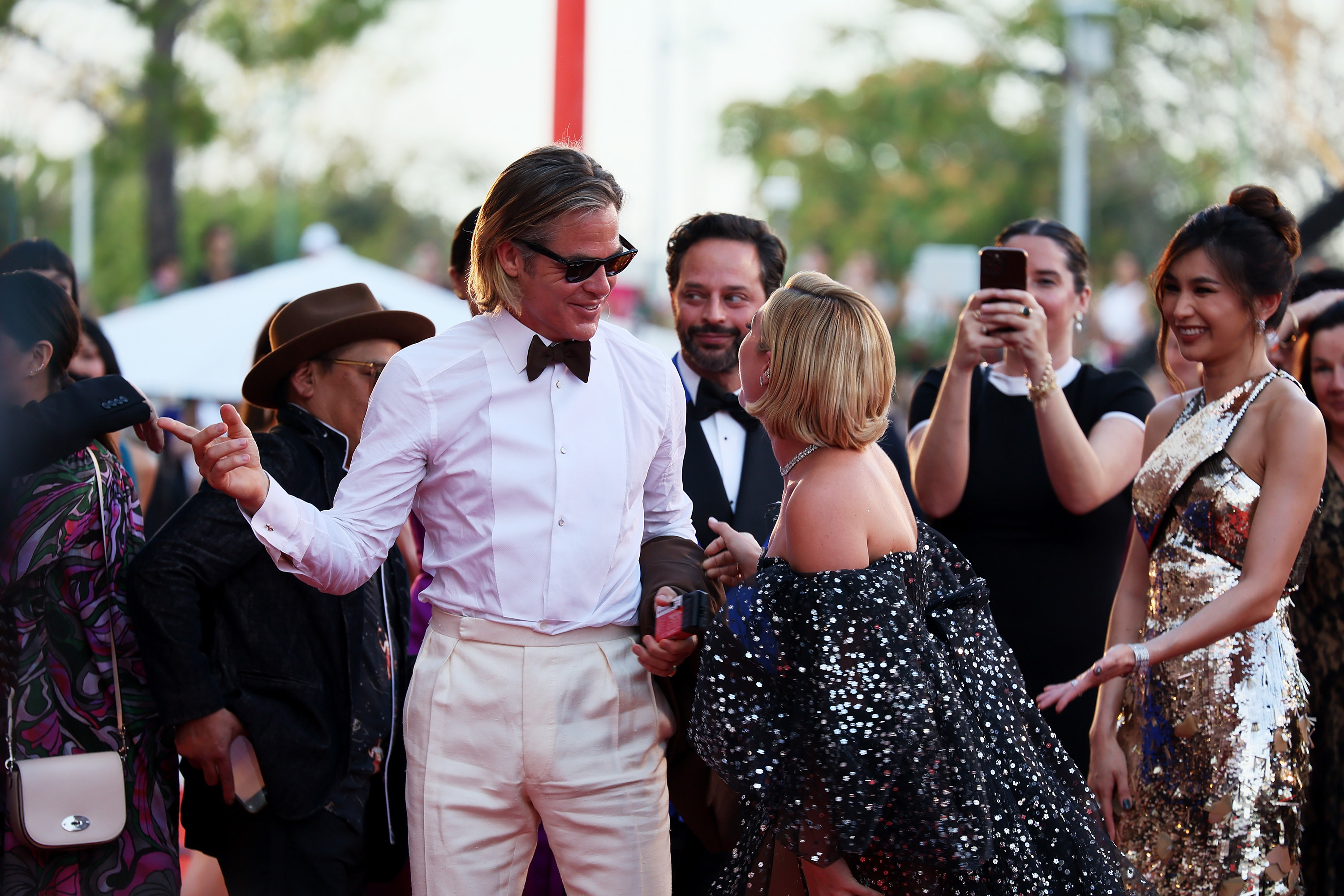 Florence and Chris chat on the carpet