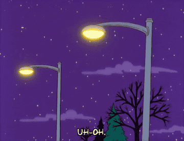 &quot;Uh-oh.&quot; with street lamps breaking