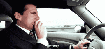 Michael Scott crying in his car
