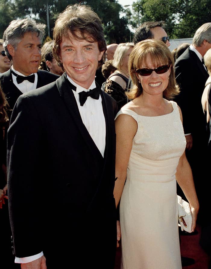 Martin Short and Nancy Dolman holding hands on the red carpet