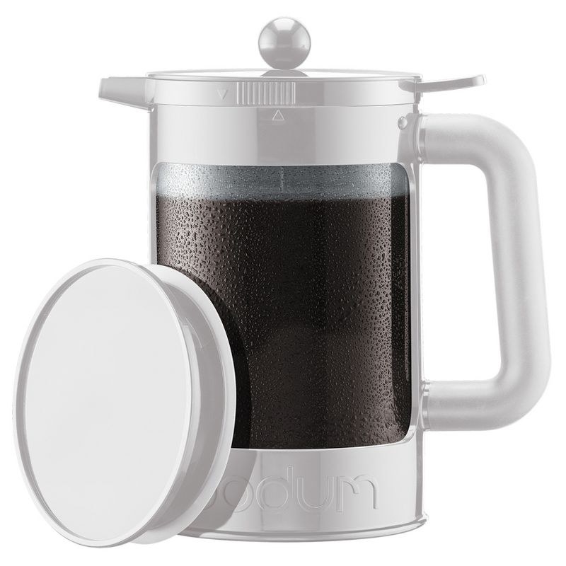the white cold brew maker filled with coffee