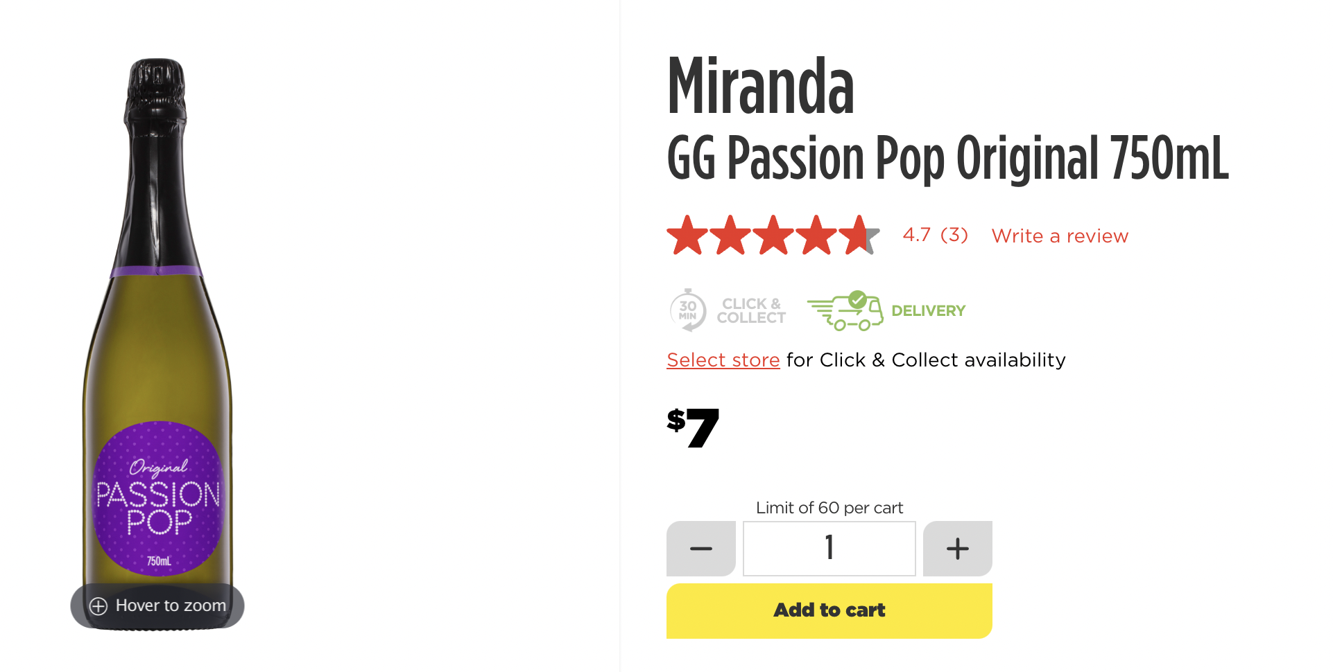 A screenshot of Passion Pop being sold for $7