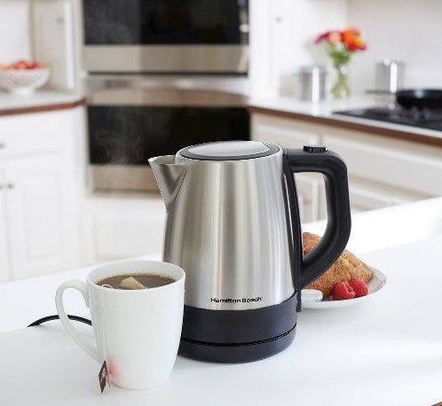 the silver electric kettle