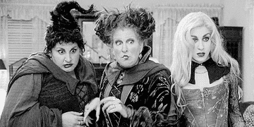 gif of the sanderson sisters from hocus pocus looking shocked