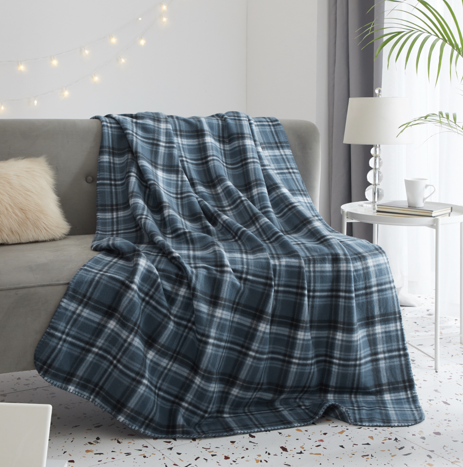 the green and black plaid blanket