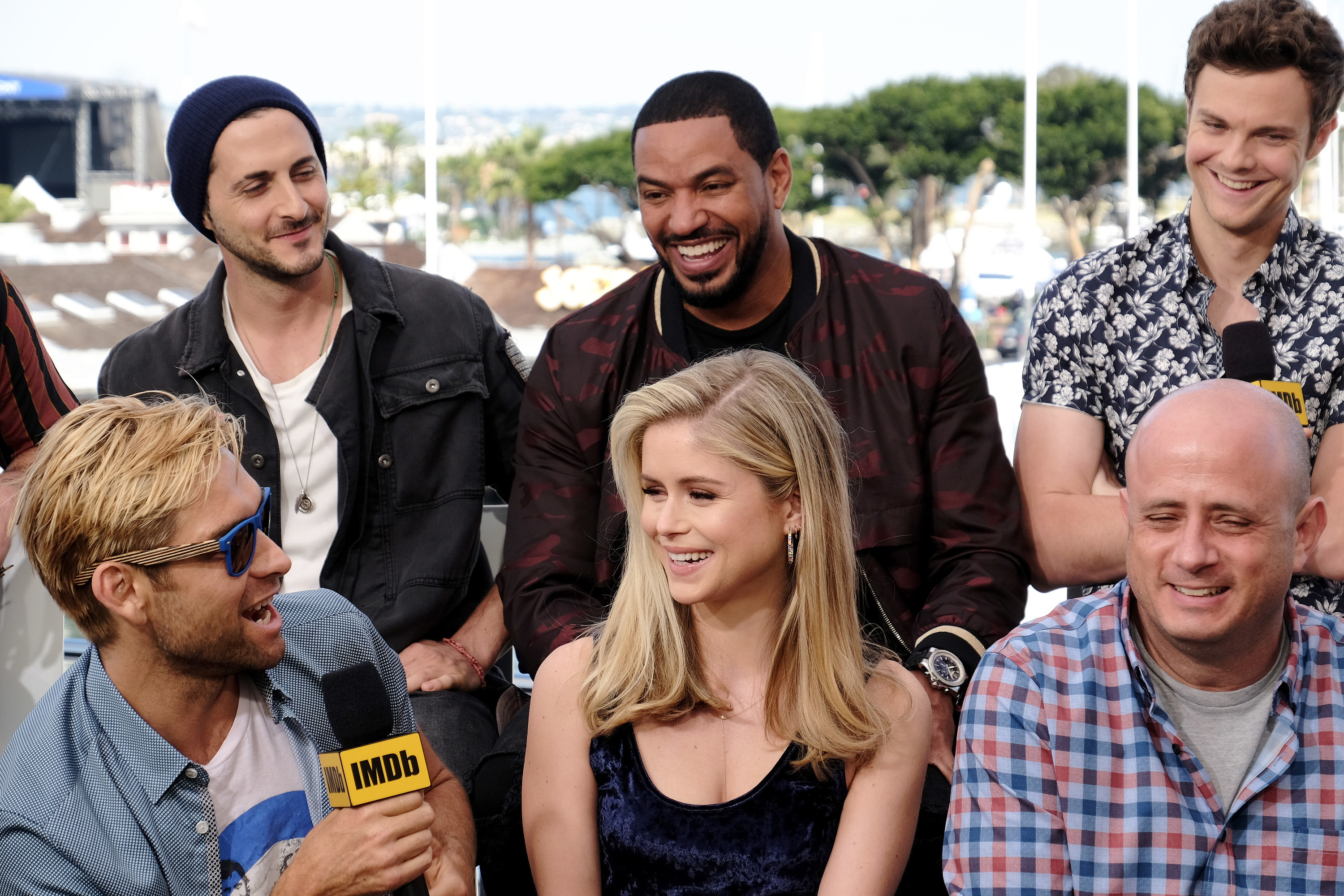 Erin sits with her costars