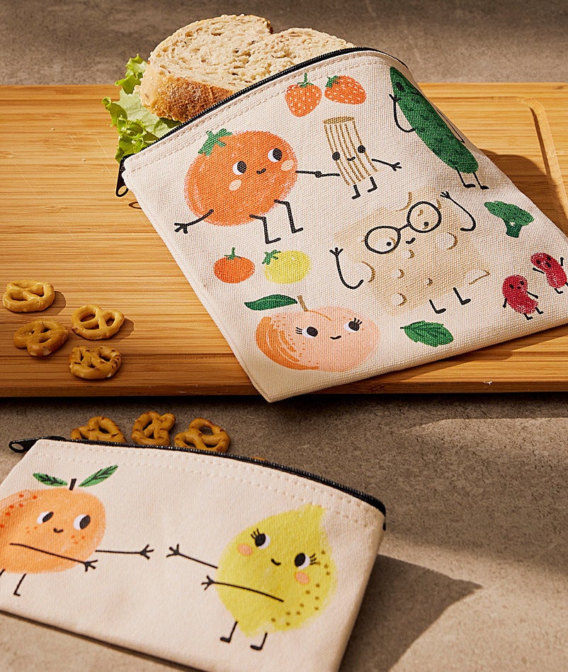 The snack bags with food in them