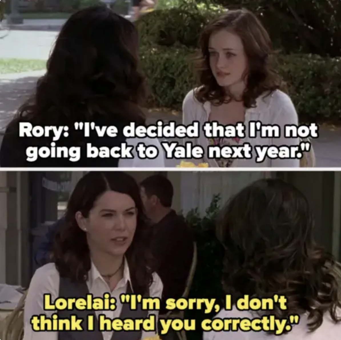 rory saying she&#x27;s not going back to yale