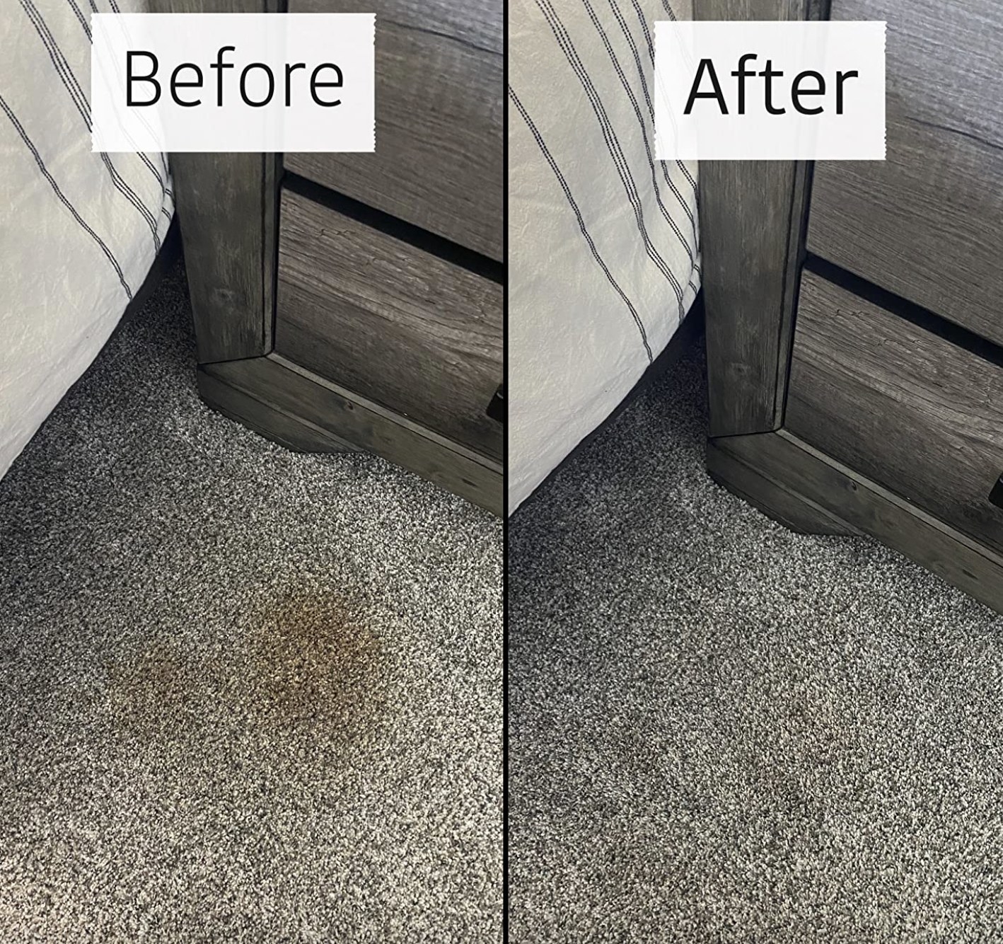 before and after the stain was removed