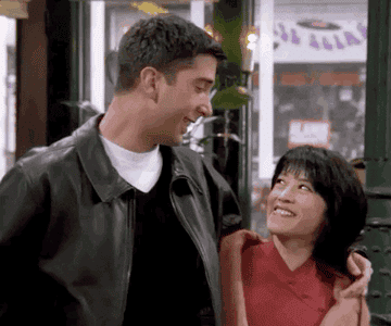 rose and julie from friends dancing together