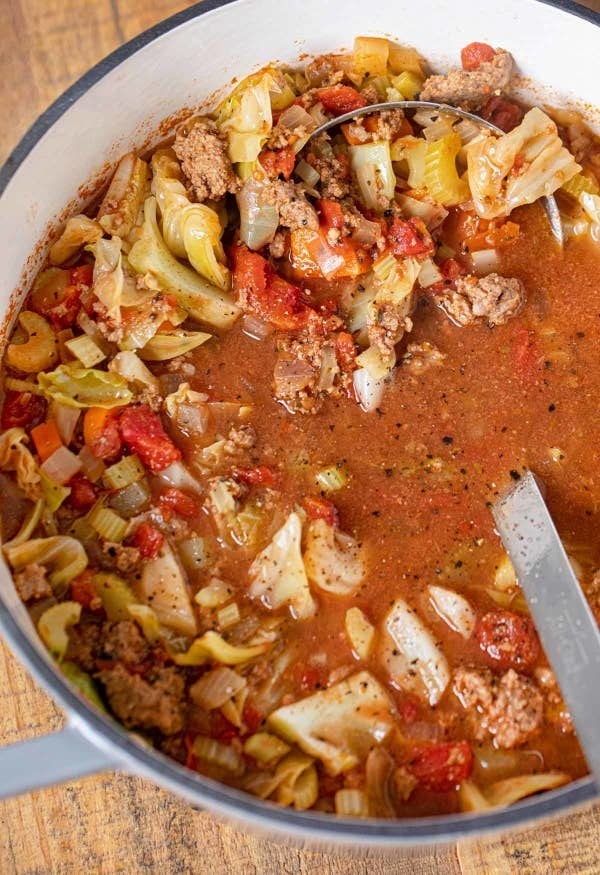Ground Beef Cabbage Soup in a bowl