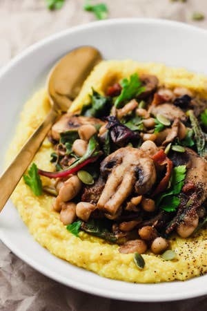 Creamy Polenta With Mushrooms and Beans