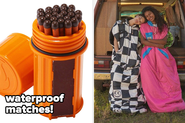 waterproof matches, wearable sleeping bags