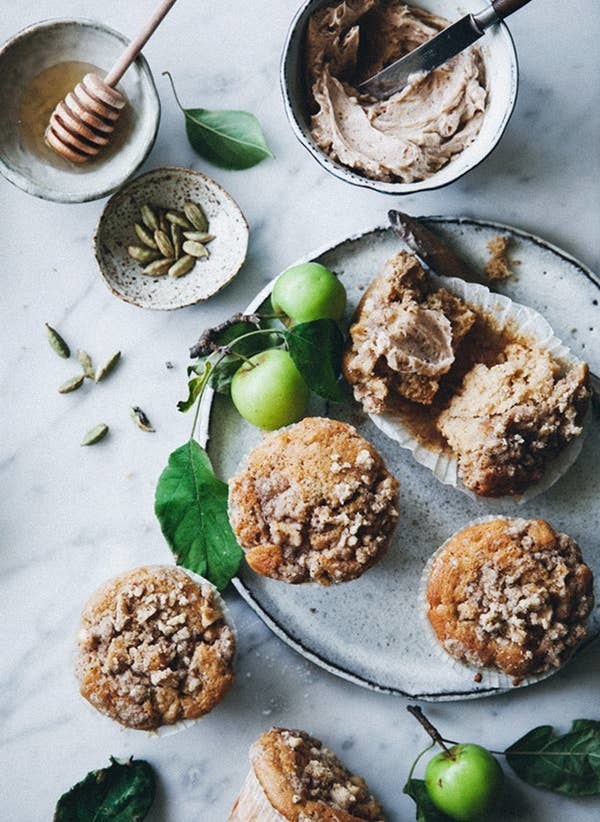 Spiced Apple Muffins With Streusel Topping and Cinnamon Honey Butter