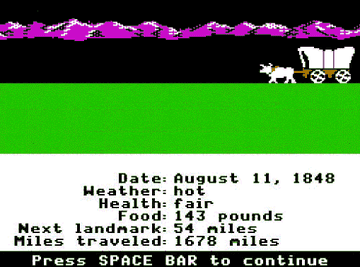 The Oregon Trail game screen