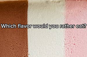 Chocolate, vanilla, and strawberry ice cream