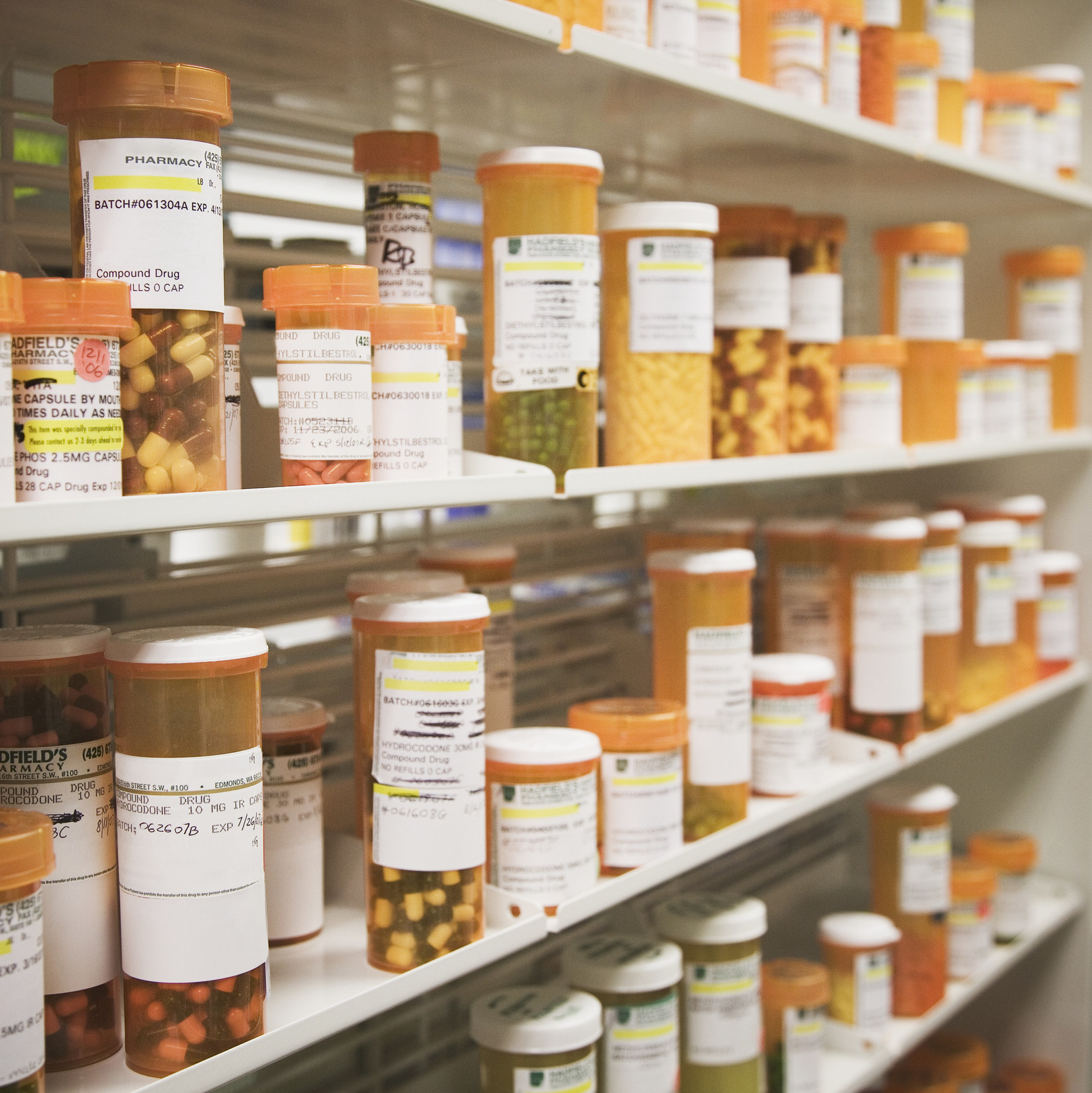 shelf full of medications