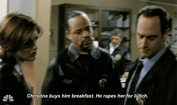 Stabler saying &quot;Christina buys him breakfast, he rapes her for lunch&quot;