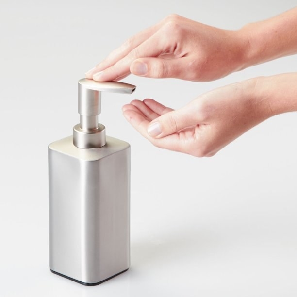 The silver soap dispenser