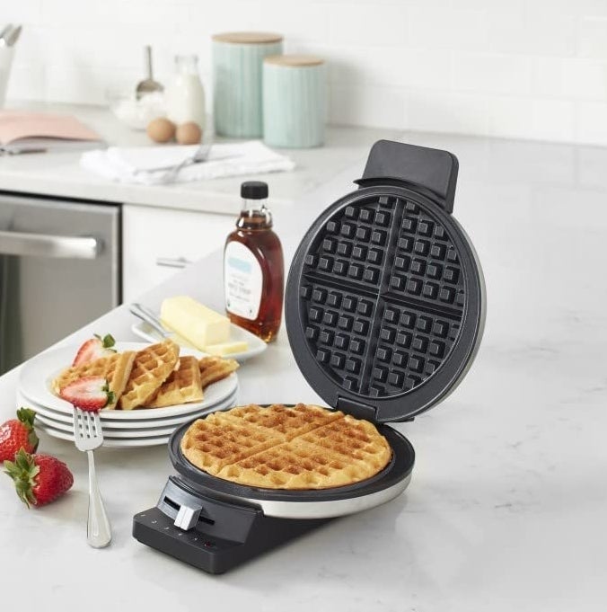 A waffle in the waffle maker