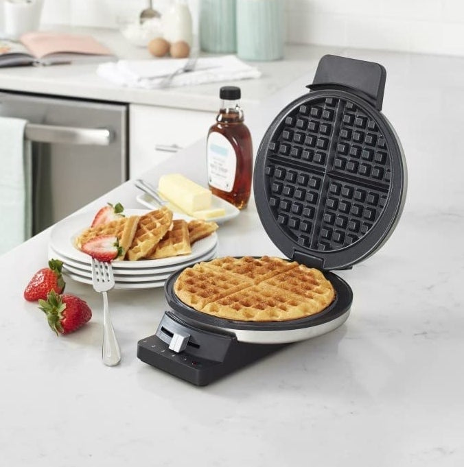 A waffle in the waffle maker