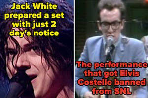 Jack White and Elvis Costello performing at SNL
