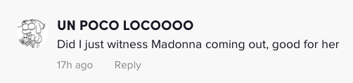 TikTok comment: &quot;Did I just witness Madonna coming out, good for her&quot;