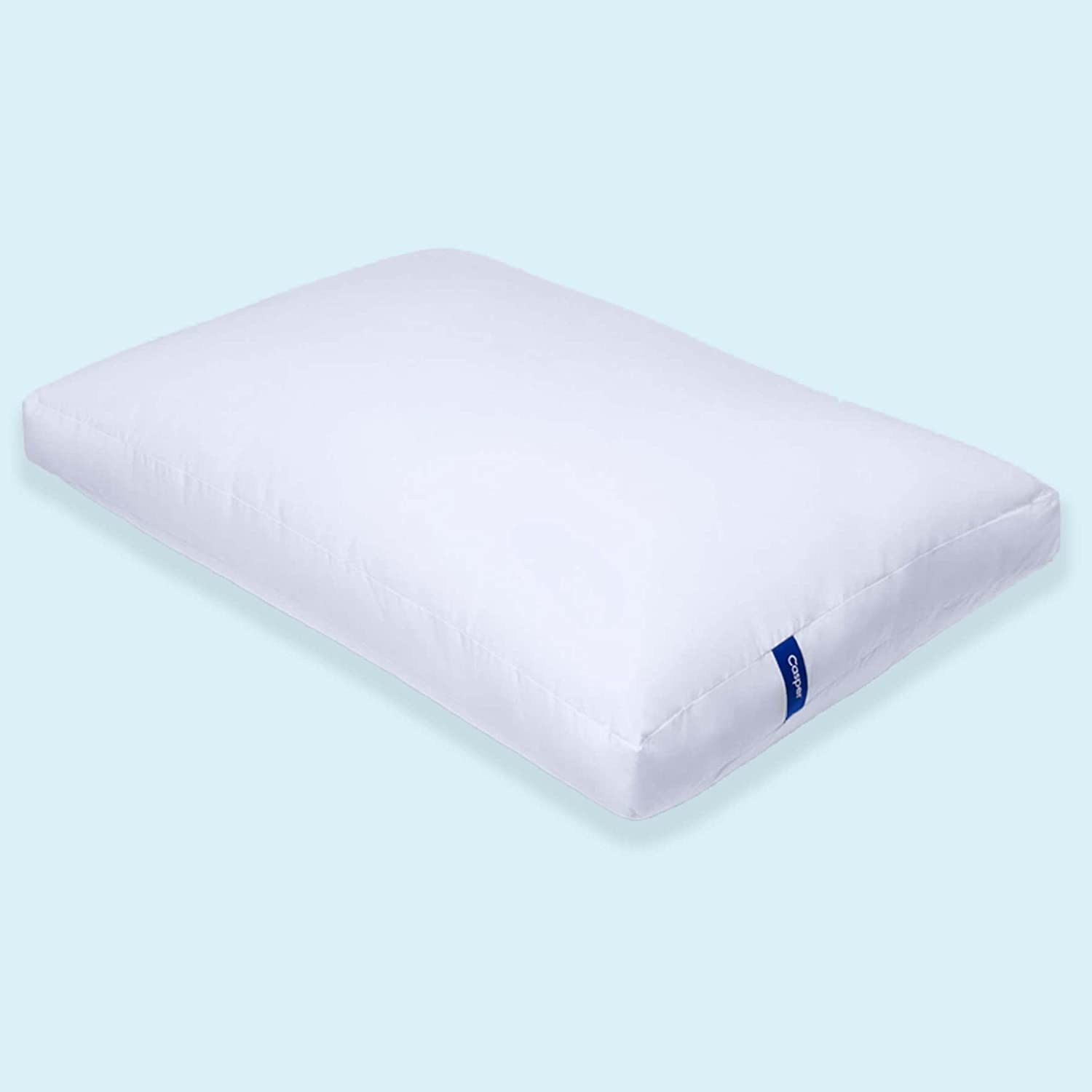 casper pillow on blue background
