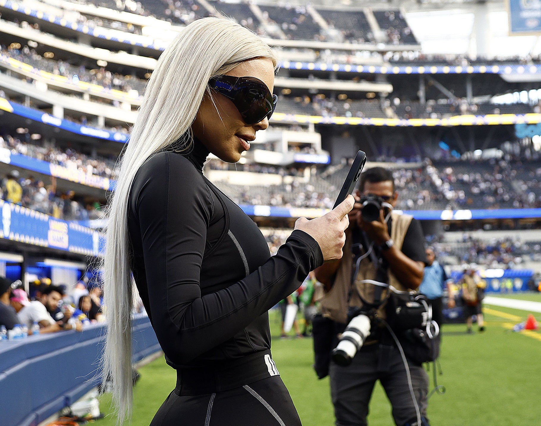 Kim Kardashian Gets Booed While at LA Rams Game With 6-Year-Old Son Saint