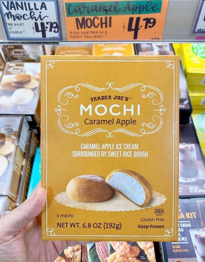 A box of caramel apple mochi.