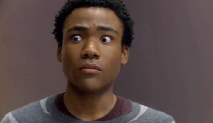 Donald Glover with wide eyes