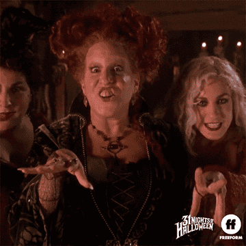 the Sanderson sisters casting a spell