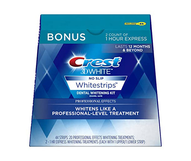 A package of Crest 3D white teeth whitening strips