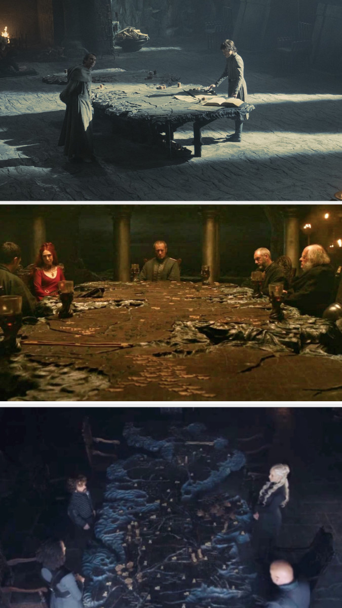 The painted table of Westeros seen at Dragonstone during Rhaenyra, Stannis and Daernerys&#x27;s times