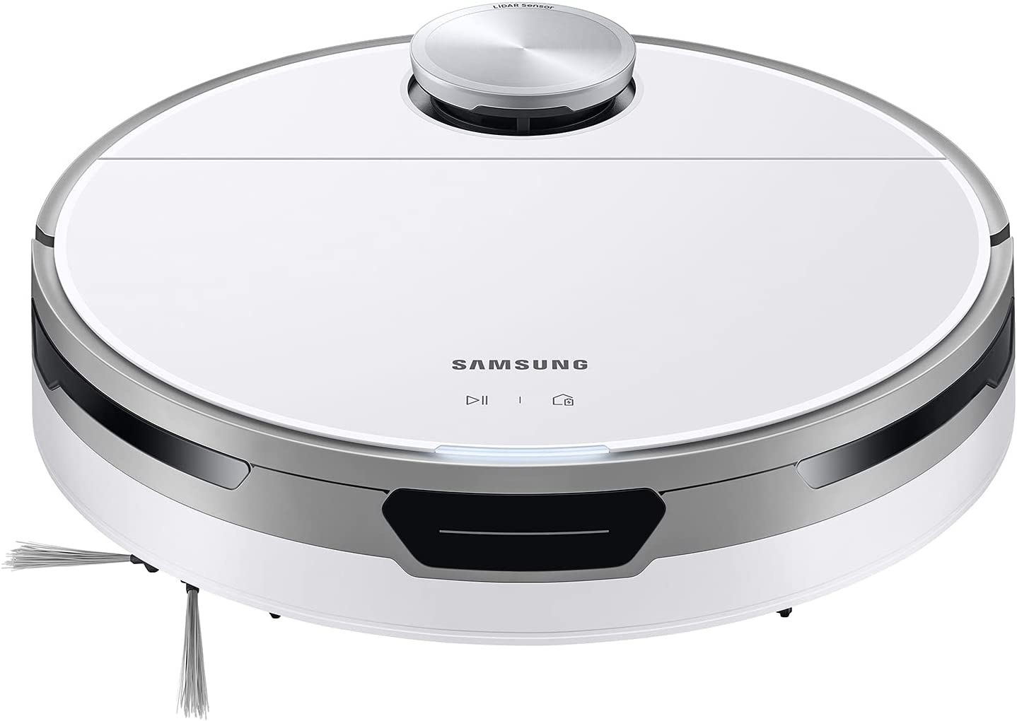 Samsung Jet Bot Robot Cordless Vacuum Cleaner, white on a white background