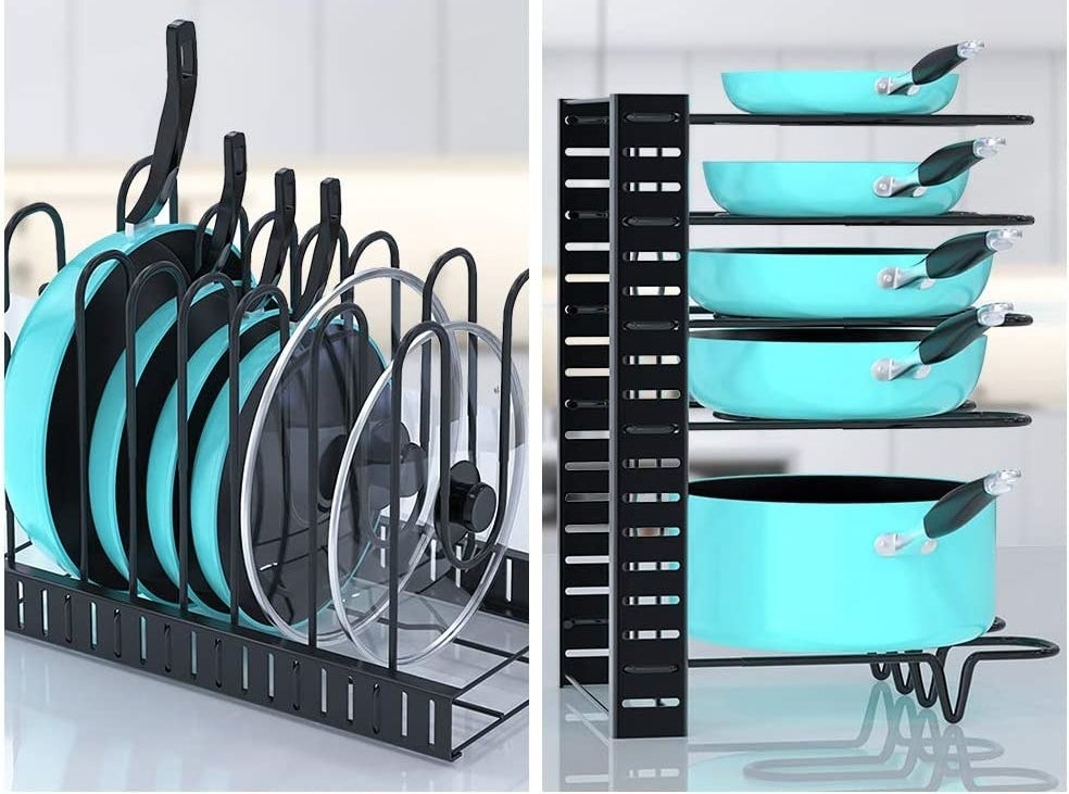 the pan rack used horizontally and vertically to hold pots and pans