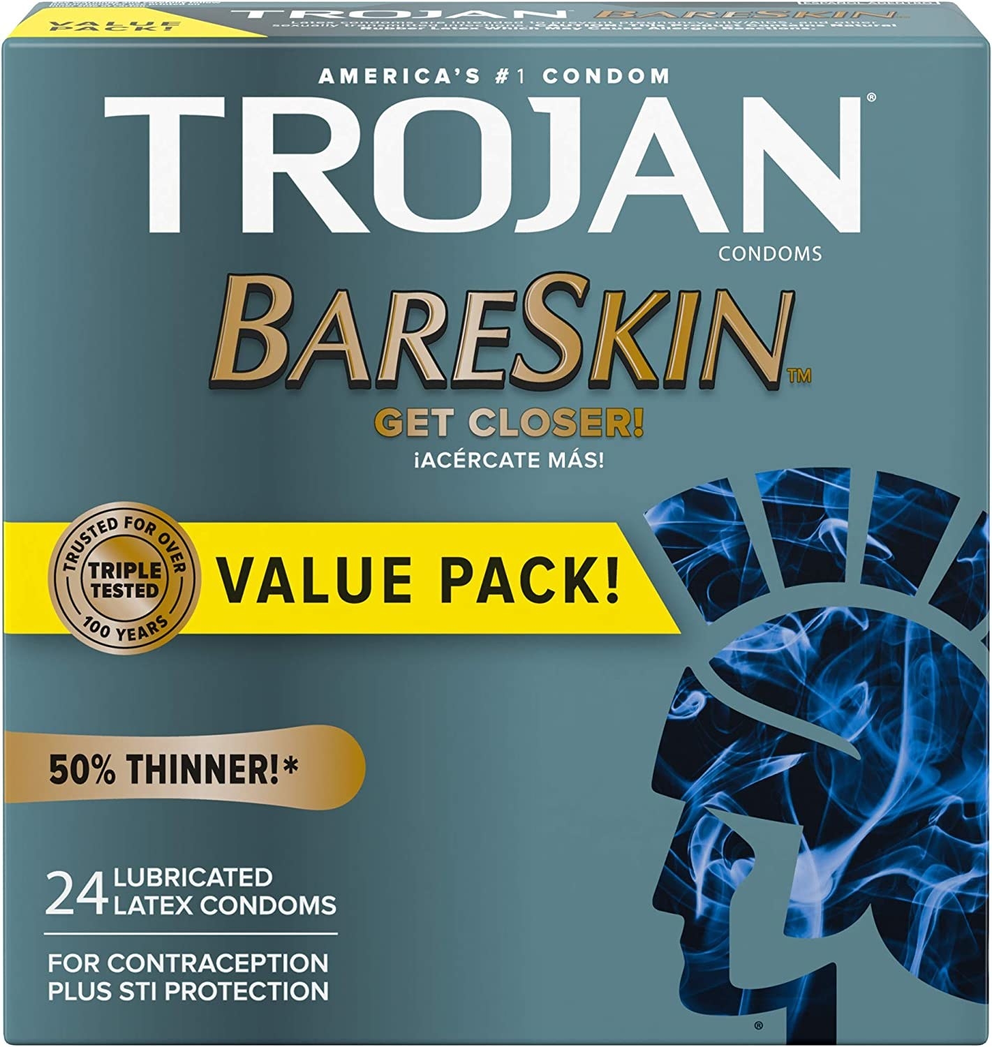 Label of Trojan Bareskin condoms