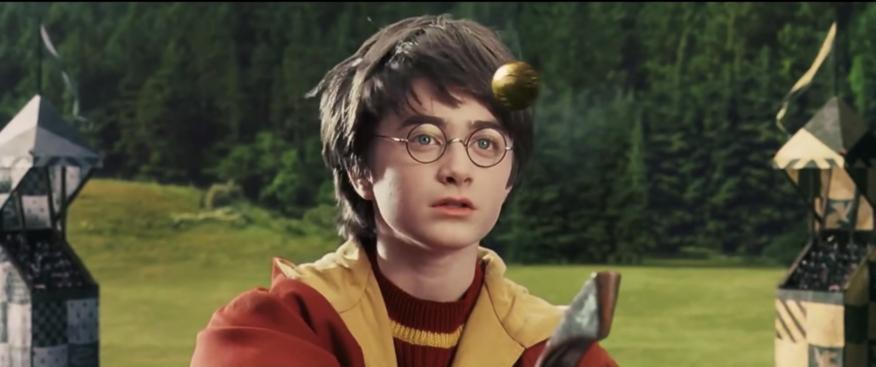 Harry Potter playing Quidditch
