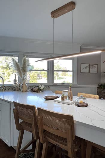 a second reviewer image of the light above a kitchen counter