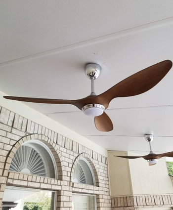 same reviewer's porch with view of two fans