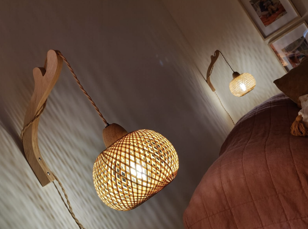 closeup of lanterns hanging in reviewer&#x27;s bedroom